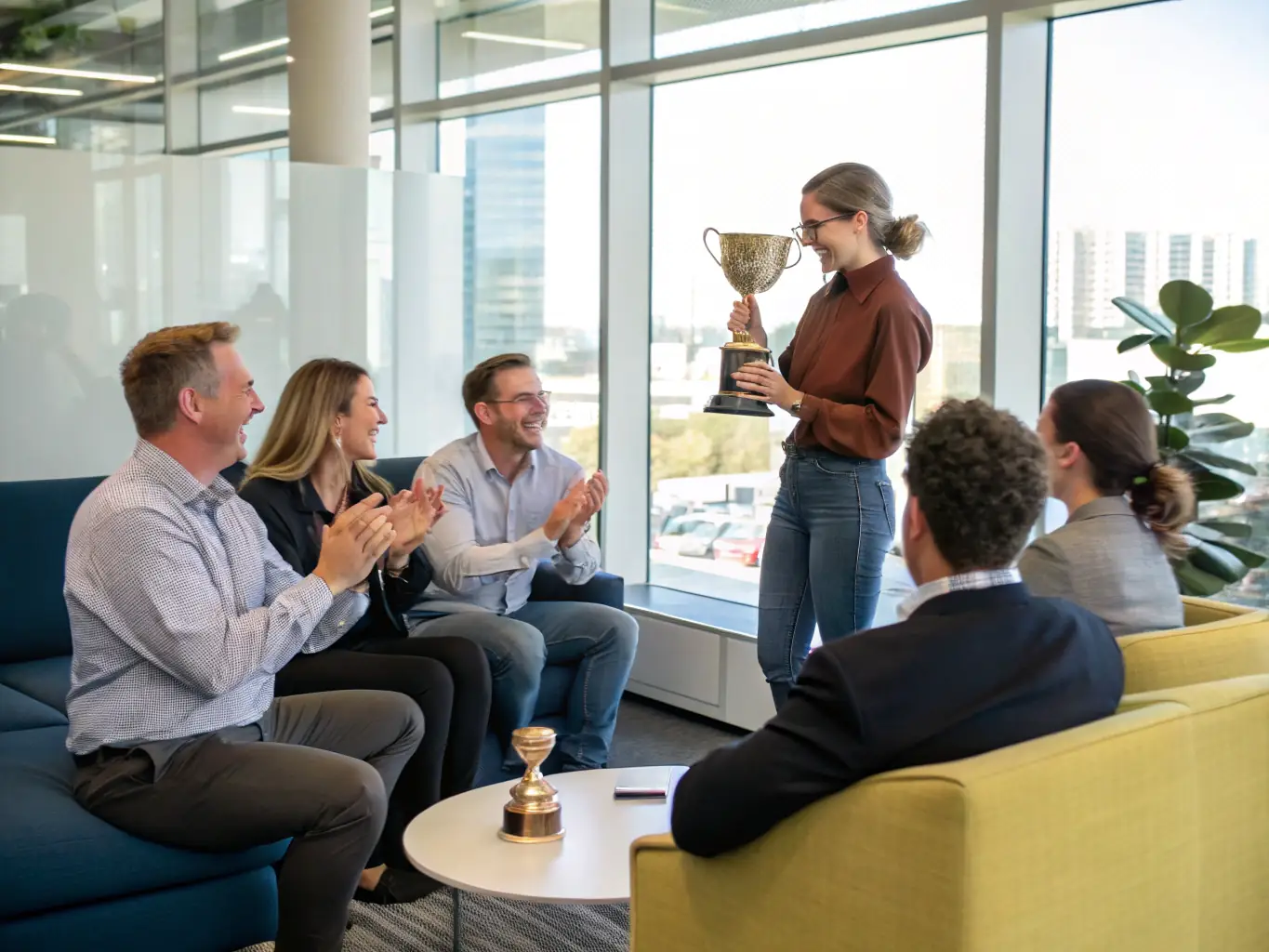 A professional team receiving an award for web design excellence, symbolizing Global Web Apps' commitment to quality and innovation.